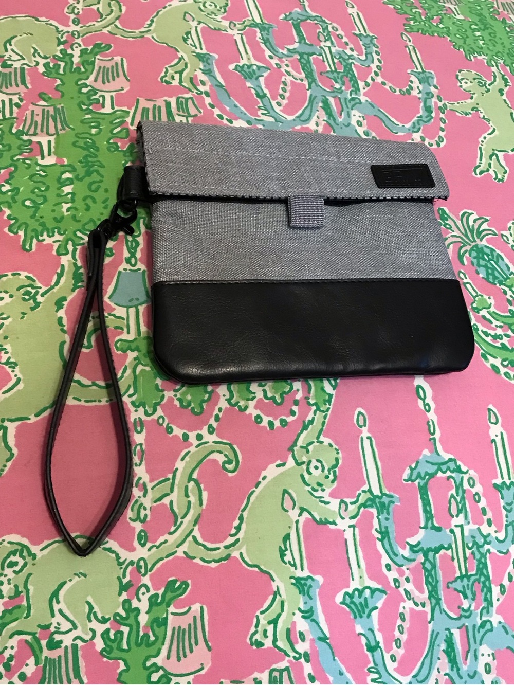 Grav Gray and Black travel Wristlet Clutch